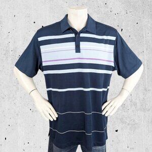 Nike Golf Polo Shirt Size XL Dri-Fit Blue Stripe